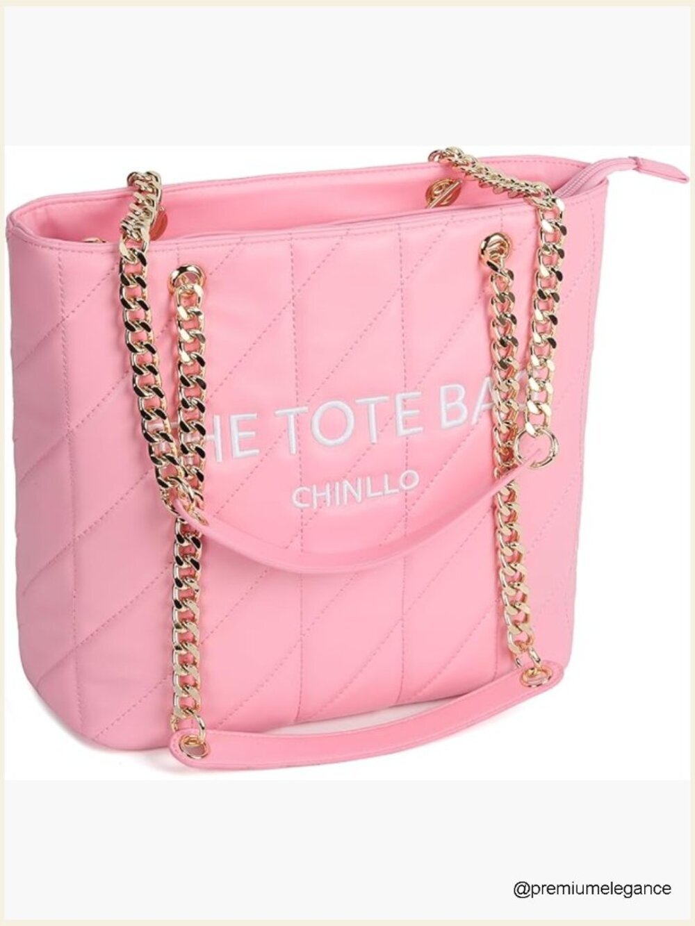 Medium Top Handle Tote Bag with Chain Strap, PU Leather, Zipper Compartments